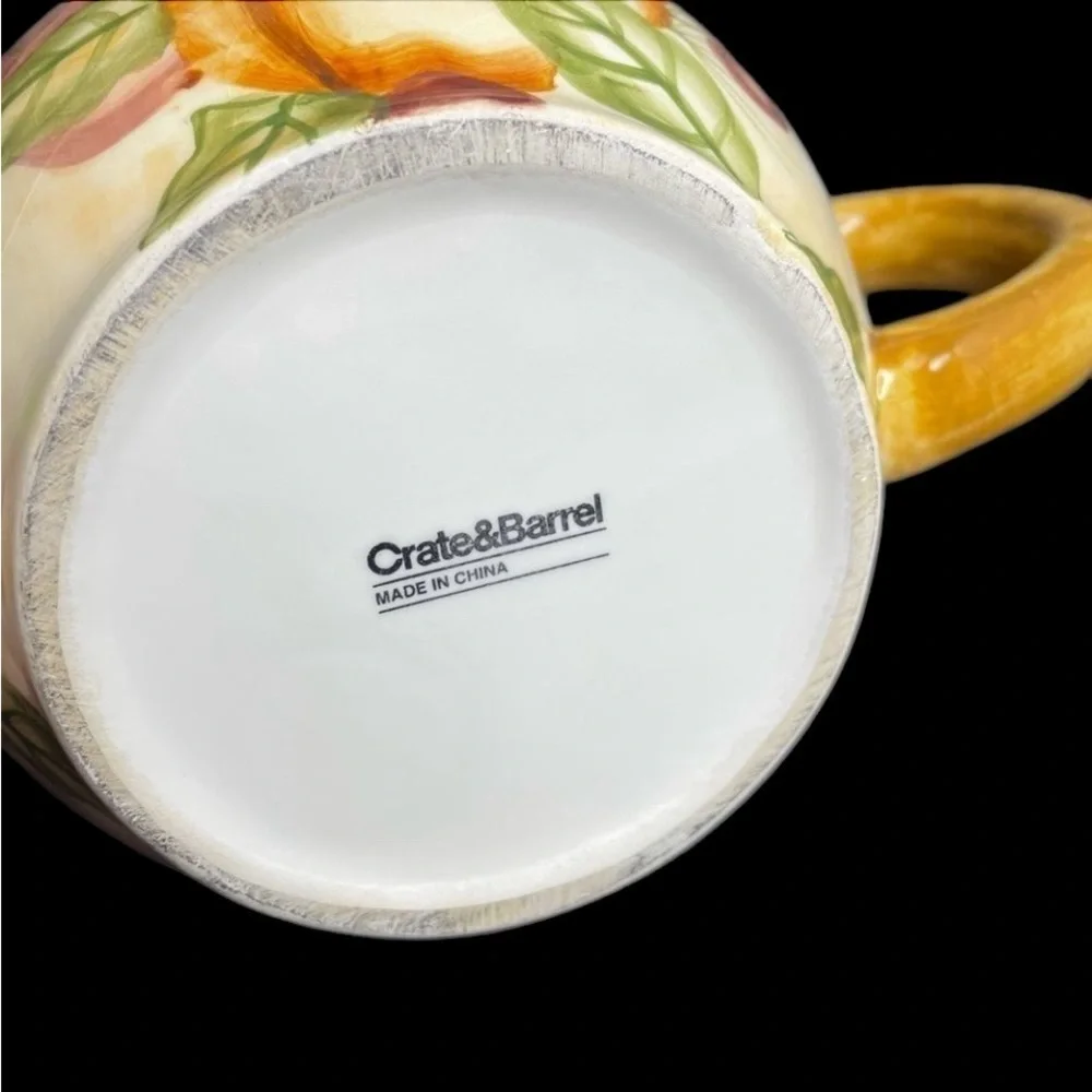 Crate & Barrel Winter Orchard Ceramic Teapot in EUC ~ crazing